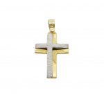 Croce in oro giallo k14 con croce in oro bianco opaco (code H1691)